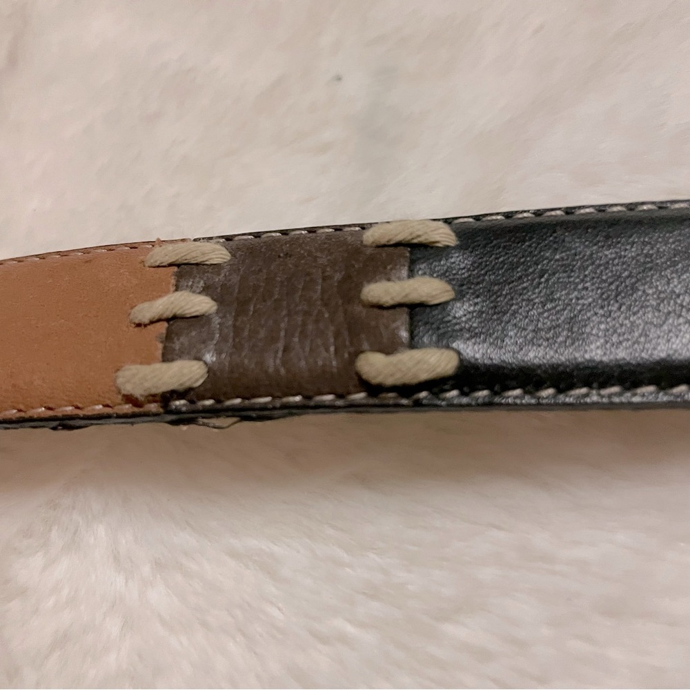 Dockers color-block leather equestrian belt with brass stirrup buckle, L - Picture 8 of 9